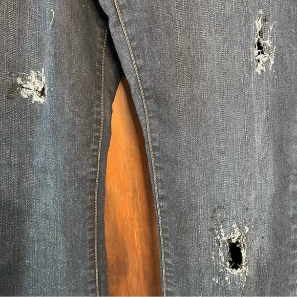 Riders By Lee Women’s Blue Denim Distressed Mid Rise Bootcut Jeans Size 13/14L - Picture 3 of 10